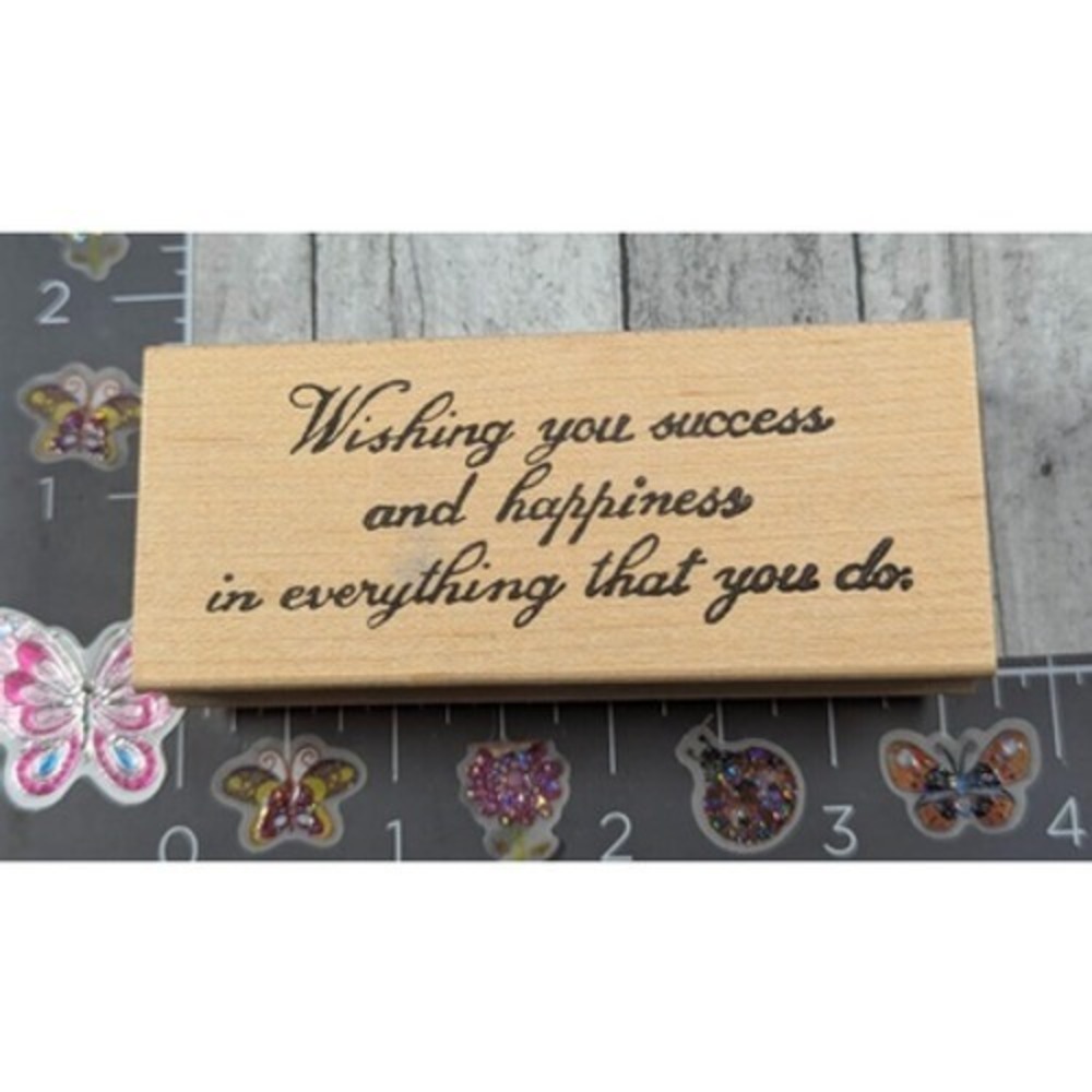 Northwoods Wishing Success Happiness Everything Rubber Stamp Wood #C83